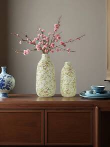 1 Peça Vaso de Cerâmica de Porcelana Verde, Azul e Branco com Design Estilo Chinês, Adequado para Segurar Arranjos de Água e Flores Frescas; Vaso Multifuncional para Exibições Decorativas.