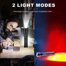 Extra Large And Powerful Flashlight, Super Bright Rechargeable LED Tactical Light, With High Power 3-Color COB Light, Waterproof Telescopic Zoom Outdoor Emergency Power Supply, For Camping, Fishing, Cycling, Night Patrol And Maintenance - Black - View 9