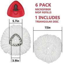 Spin Mop Replacement Head - 6 Pack EasyWring Mop Refills With Base Compatible With O-Cedar Triangle Spin Mop, Microfiber Mop Replace Head Easy Cleaning Floor Head Mop For Floor Cleaning - 白色 - 查看 2