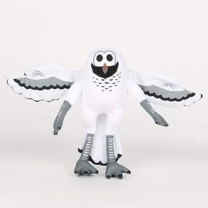 森林中的 99 个夜晚白色猫头鹰毛绒玩具 - 可爱又诡异的恐怖游戏收藏品，毛茸茸的可爱毛绒动物，有着富有表现力的眼睛和可摆动的翅膀，柔软的面料毛茸茸的身体，适合万圣节装饰，游戏室配件和游戏玩家的礼物，白色猫头鹰，黑色的喙和脚，细致的羽毛纹理，张开翅膀的坐姿，非常适合森林主题装饰，万圣节毛绒玩具，万圣节装饰品