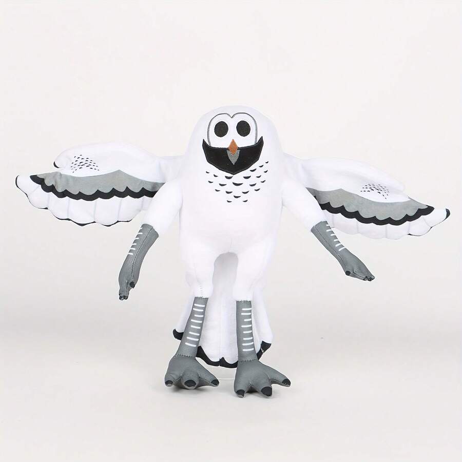 森林中的 99 个夜晚白色猫头鹰毛绒玩具 - 可爱又诡异的恐怖游戏收藏品，毛茸茸的可爱毛绒动物，有着富有表现力的眼睛和可摆动的翅膀，柔软的面料毛茸茸的身体，适合万圣节装饰，游戏室配件和游戏玩家的礼物，白色猫头鹰，黑色的喙和脚，细致的羽毛纹理，张开翅膀的坐姿，非常适合森林主题装饰，万圣节毛绒玩具，万圣节装饰品 - 彩色 - 查看 1