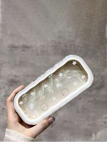 1pc Solid Color Acrylic Wavy Eyeglasses Case, Portable Eyewear Storage Box, Suitable For Glasses And Other Small Items, Suitable For All Seasons