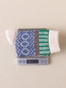 5 Pairs Women's Bohemian Style Christmas Mid-Calf Socks, Suitable For Outdoor, Sports, Home, Office Everyday Wear, Autumn/Winter