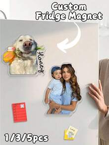 1/3/5 piezas Imanes personalizados de acrílico para nevera con foto, imanes de acrílico con apariencia 2D con imagen/foto de mascota personalizada, regalos de Navidad perfectos para abuela/mamá/papá/abuelo, imanes de acrílico con foto de bebé personalizada para nuevos padres, imanes divertidos con foto de perro/gato para dueños de mascotas, imanes de acrílico con recuerdos familiares para decoración de nevera, imanes para decoración de cocina y uso diario