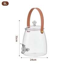 1个家用冷水壶，无支架，水龙头式果汁饮料分配器，柠檬水水果茶桶，冷水壶，防漏手柄水桶 - 彩色 - 查看 10