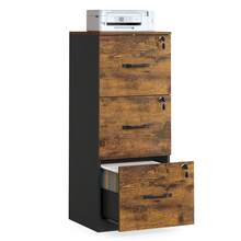 3-Drawer Vertical File Cabinet, Filing Cabinet For Home Office, With 3 Lockable Drawers, Adjustable Hanging Rail, For A4 And Letter-Size Files, Rustic Brown And Black/White - Rust Brown - View 7