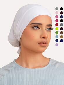 1pc Women's Multicolor Solid Color Elastic Drawstring Adjustable Base Hat Headscarf, Suitable For Daily Life, Gift For Mother, Lover, Friend