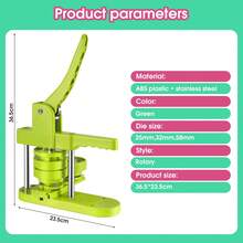 DIY Pin Button Maker Machine 25mm/32mm/58mm Badge Punch Press With 300pcs Button Parts (Green) - Green - View 10
