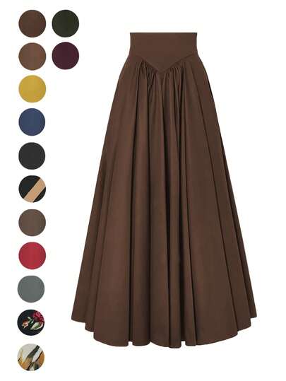 Jupes élégantes pour dames dans le nouvel automne et le début de l'automne 2025, convenant pour les sorties, le port étudiant, les déplacements quotidiens, polyvalentes de base, les loisirs, la plage et autres scénarios. Jupes élégantes et décontractées pour dames, en couleur unie, avec une conception plissée à la taille en plastique, en tissus tissés, dans une variété de couleurs au choix, convenant pour une sortie, pouvant également être portées à la maison.