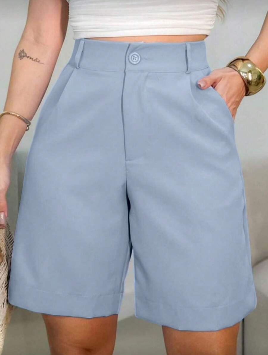 Tailored Bermuda Shorts Without Belt - Gringa Fashion - Royal Blue - View 1