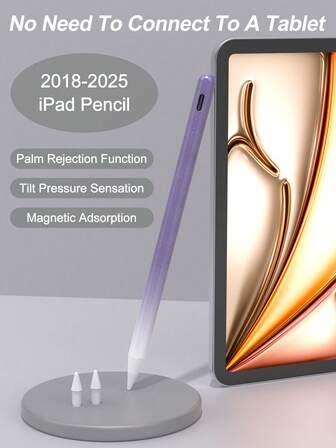 Stylus Pen Compatible With Ipad 10.2 Inch 10th 10.9 2022, Air4/5/6/M4, IPad A16 11th 2025, IPad Air11&13 Inch(M3/M2), IPad Pro 11"/12.9 " Palm Rejection Tilt Sensitivity, With Battery 90mAh, Capacitive Touch Pen, Suitable For IOS Tablets Pen, Gradual Purple And White