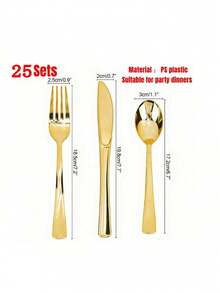 150pcs Gold Cutlery Set, Including Gold Spoons, Forks And Knives, Suitable For Parties, Birthdays - Gold - View 3