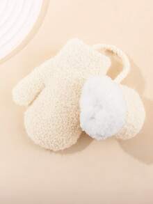 1 Pasang Sarung Tangan Bayi Warna Polos Tebal Bahan Fleece Hangat Musim Dingin Anti-Beku dengan Tali Pengikat untuk Bayi Laki-laki dan Perempuan - 1Pair - View 6