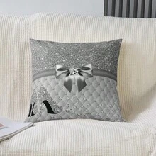 2pcs Bohemian Style Geometric Shiny Beaded Pattern Pillow Covers, 45x45cm, Polyester Luxury Silver & Black Translucent Beads, Zipper Closure, Farmhouse Decor Cushion Covers Suitable For All Room Types, Machine Washable - Pillow Insert Not Included, All Season Decorative Pillows - Multicolor - View 6