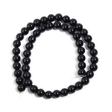 1 件黑色玻璃珠串,4/6/8/10/12 毫米,时尚休闲百搭可爱手工 DIY 散珠,适用于友谊手链、项链、珠宝、工艺品、手机和钥匙链、装饰品、批发珠子 - 黑色 - 查看 10