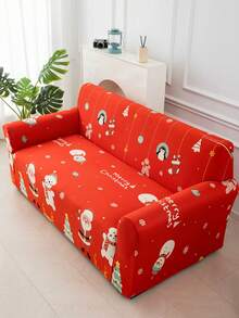 1 buc. Husă de canapea de Crăciun pentru sufragerie, imprimată, elastică, pentru canapea, potrivită pentru dormitor, canapea de exterior, protecție împotriva petelor de animale de companie, husă de pernă de canapea de 4 sezoane, pentru fotoliu reclinabil în formă de L și canapele cu 1/2/3/4 locuri, decor de toamnă pentru casă și produse de decorare de Crăciun