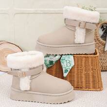 Bottes de neige décontracté à boucle pour femmes, pour un port intérieur et extérieur, automne/hiver