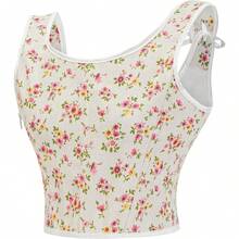 Women's Waist Cincher Bustier Boned Corset With  Design In 2025 - Yellow & Pink Floral - View 3