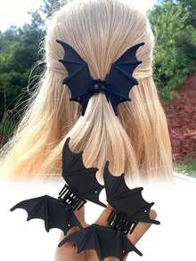 Bat Design Hair Claw Clip Punk Style Ponytail Holder Accessories For Women Girls Daily Wear Party Clothing Decor Halloween Gift Plain Star Hairpin