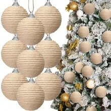 Christmas Hemp Rope Ball Ornaments Set Colorful Christmas Hanging Decorations For Christmas Tree - 卡其色 - 查看 6