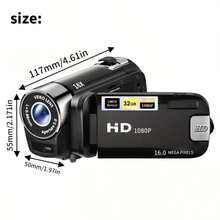 270° Flip Screen Digital Camera With 16x Zoom, 1080P HD, 2.7-Inch Wide-Angle Lens, Connects To Your Phone, Camcorder And Camera In One, Perfect For Travel Vlogging. Includes Two Or Three Batteries. - Upgraded Black Camera - View 2