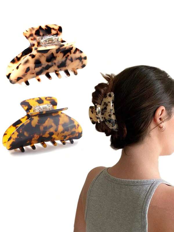 قطعتان/قطعة واحدة من مشابك شعر نسائية بنمط السلحفاة، مناسبة للشعر الرفيع والسميك، مشابك قوية لا تنزلق، إكسسوارات شعر أنيقة، مشبك شعر أنيق مناسب للشتاء