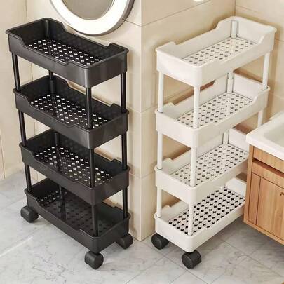 1 pieza Carrito rodante delgado, estantería móvil de piso, estantería lateral estrecha de varios niveles para cocina, baño, almacenamiento de verduras