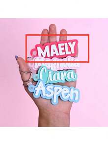 1pc Acrylic Personalized Name Tag Keychain, Perfect Gift For Family And Friends, Colorful, Cute, Kawaii, Millennium Style, Fashionable, Unisex, Casual, Customizable, Ideal Gift For Him/Her - Steel Keychain + White Buckle - View 54