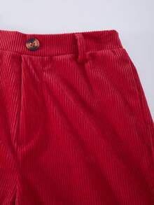 Conjunto de 2 piezas de top tejido con textura 3D de fresa dulce y encantadora y pantalones de pana roja para niñas jóvenes, perfecto para el campus diario, actividades al aire libre y fiestas en primavera, otoño e invierno - Blanco - Ver 9