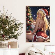 1 pièce, costume du Père Noël anime, peinture décorative d'art moderne sans cadre pour Noël, affiches imprimées, canevas imperméable, convient pour la maison, le bureau, la chambre, le salon, le bureau, la salle de bain, le bar, les arts muraux et la décoration de la maison, est un cadeau de vacances idéal