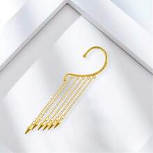 Multi Gold Silver Punk Long Tassel Chain Cone Bullet One Ear Cuff 316L Stainless Steel Barrel Nails Crawler Climer Dangle Drop Earring For Women Statement#SSDD B BJNHMJ