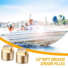 2pcs Brass Boat Drain Plug, 1/2inch NPT Boat Drain Plug Garboard Drain Plug Solid Brass Boat Drain Plug Kit For Boat Hull Bayliner Four Winns Glastron Larson Sea Ray Starcraft