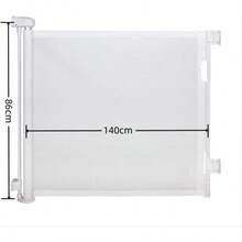 RongPin Puerta de Seguridad para niños86CM de Alto se extiende hasta 140CM de Ancho Interior y Exterior Pasillo Cocina Puerta de Seguridad de Malla para Perros y Mascotas para escaleras 140CM - Blanco - Ver 4