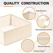 12pcs Non-Woven Clothing Drawer Organizer Set, Foldable Fabric Storage Bins With Zipper, Beige, For Socks, Bras, Towels, Ties - Hand Washable - Beige - View 7