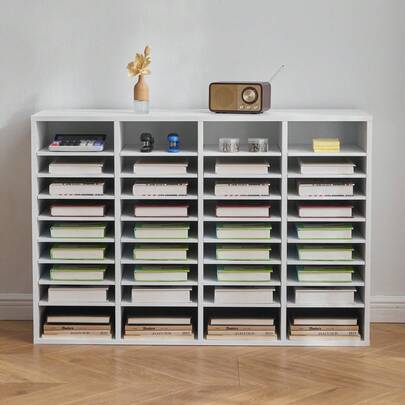 Literature Organizer, 36 Compartments Office Mailbox With Adjustable Shelves, Wooden Mailbox Sorter Medium Density Fiberboard Office Home Classroom Storage For Files, Documents, Papers, White