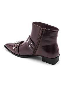 Bottines à Boucles Métalliques – Style Rock Chic - 酒紅色6392-1 - 查看 4