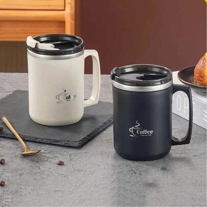 450ML 304 Edelstahl Doppelwand Isolierbecher Wiederverwendbar Auslaufsicher Büro Milch Kaffee Tasse Studenten Trinkbecher Trinkgeschirr