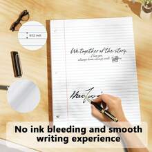 White Loose Leaf Paper 130 Sheets Filler Paper 8 * 10.5 College Ruled 3-Hole Punched 3-Ring Binders Notebook Lined 8 X 10.5 - 綠色1包 - 查看 11