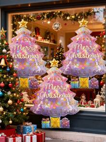 3pcs Pink Christmas Tree Balloons Christmas Balloon Christmas Tree Foil Balloons For Christmas-Themed Birthday Party Supplies Decorations Party Decorations Balloon Party Sets