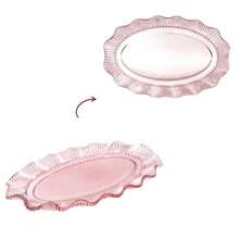 LecasaHome Linx Pink Oval Glass Plate 25.4x16.6 Cm - Baby Pink - View 5