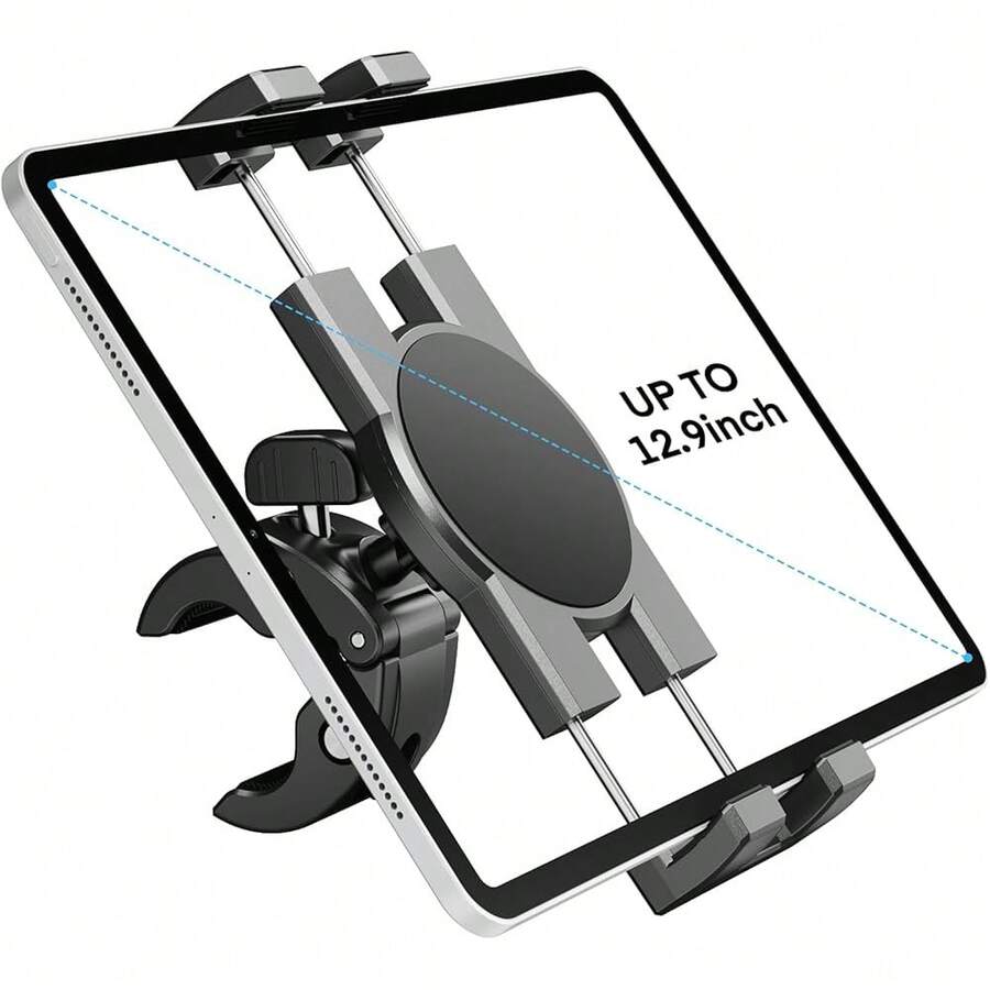 Spin  Tablet Holder Mount, Phone IPad Holder Stand Exercise  Handlebar Mount For Stationary Bicycle, Treadmill, Microphone Stand, Fit For IPad Pro 12.9, Galaxy Tabs, (4.7-13")