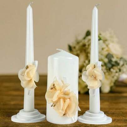 Unity Candle Set Wedding Ceremony Reception 6 Pillar Two 10 Taper Candles Long Burning Unity Candles For Marriage Ritual Handmade In USA FloralPink
