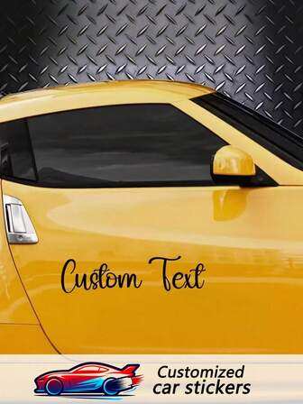 1pc Customized Car Sticker, Christmas Gift, Personalized Name Simple Style, Self-Adhesive Durable Sticker, Waterproof, Cartoon Design For Bumper Decoration, Truck And Car, Customized Vehicle Date, Removable Decal, Covering Gold, Yellow, Green, White, Black, Pink, Red, Colorful