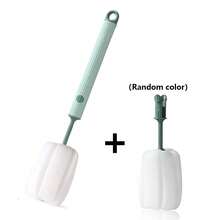 2/1个海绵瓶刷，长柄软海绵杯刷，海绵头+PP手柄，可拆卸清洁头，瓶杯清洁工具，厨房清洁配件，便携式手动操作，柔和色调，符合人体工学的纹理手柄，适用于家庭厨房，可清洁杯子、水瓶、马克杯、咖啡杯、酒杯等，圣诞礼物 - 彩色 - 查看 22