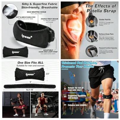 Paquete de 2 correas para aliviar el dolor de rodilla y estabilizar la rtula para senderismo, ftbol, baloncesto, correr, saltar de rodilla, tenis, voleibol y sentadillas.