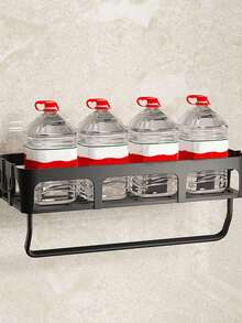 1 raft de baie montat pe perete, un raft de depozitare suspendat din plastic, potrivit pentru accesorii de baie, articole de toaletă și suporturi pentru periuțe de dinți, ușor de instalat fără găurire, ideal pentru utilizare în case și băi de hotel.