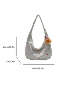 Preppy Style Women's Corduroy Sling Bag - Corduroy Zipper Closure Fashion Shoulder Bag, Casual Sports Dumpling Crossbody, New Autumn And Winter Student Corduroy Bag,Underarm Bag,Tote Bag, Commuter Jiaozi Bag Casual Joker Crossbody Bag, Lightweight, Zipper Closure, Polyester Lined, Edge Paint Detail - Multicolor - View 11