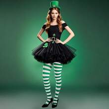 2 Pairs Women's Nylon Striped Tights Striped Tights Women Women's Stocking Hosiery - 綠色 - 查看 4