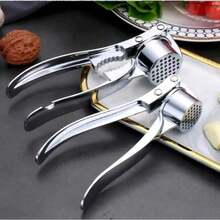Garlic Press And Peeler Set, Heavy Duty Chopping Tool, Easily Chop And Crush Garlic, Ginger, Nuts, And Seeds, Comes With Large Ergonomic Handle, Includes Peeler For Peeling Garlic Cloves, Kitchen Gadget, Black