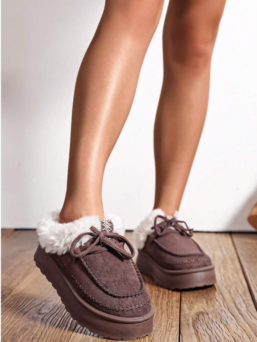 Women's Fashionable Snow Boots - Brown - View 1